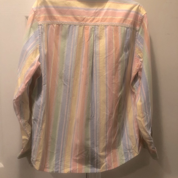 LL BEAN Pastel Striped Oxford Button Down Shirt Shacket Vintage 90’s - Picture 5 of 8